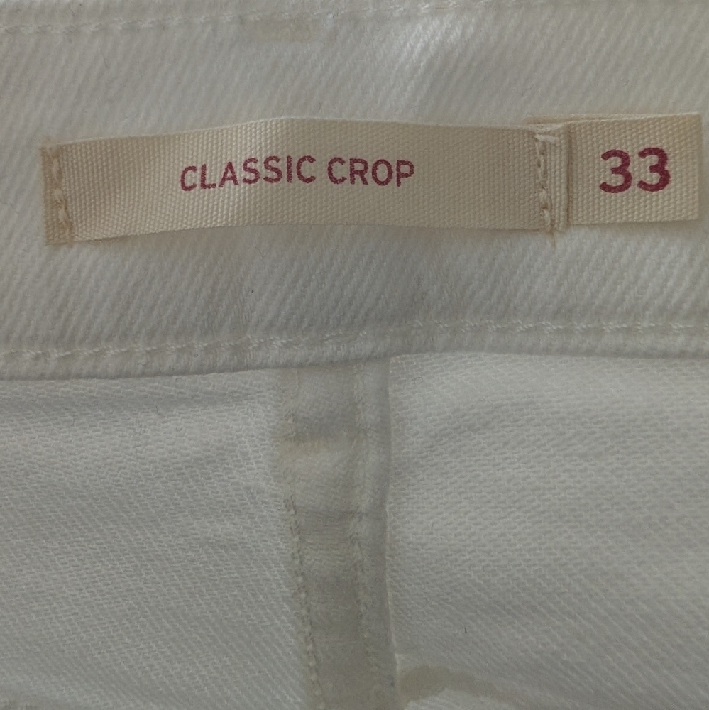 Levi's Classic Crop White Denim Jeans Size 16 W 33 - Picture 10 of 11